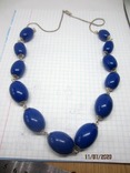 Колье Маслины, Ар Деко, из серебра 925 вставки бакелит синий, photo number 8