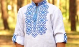 Вишиванка для хлопчика з традиційним синьо-блакитним орнаментом, фото №3