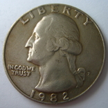 США 25 центов 1982 года. P, фото №3