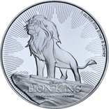 Срібна монета 1oz Король Лев 2 долара Ніуе 2019, фото №2