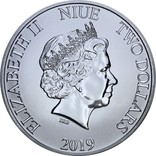 Срібна монета 1oz Король Лев 2 долара Ніуе 2019, фото №3