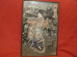 Репродукция Азиатской гравюры - Гейша на фоне сакуры., фото №2