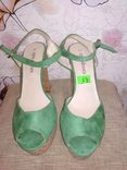 №35 замшеві зелені босоножки epe-shoes р.38, numer zdjęcia 3