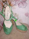 №35 замшеві зелені босоножки epe-shoes р.38, фото №2