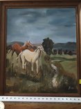 Картина Лошади на пастбище, маслом на холсте, авторская подпись, Германия, фото №2