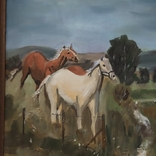Картина Лошади на пастбище, маслом на холсте, авторская подпись, Германия, фото №3