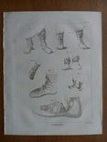 Старинная большая гравюра Античная обувь 3, фото №2