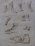 Старинная большая гравюра Античная обувь 3, фото №4