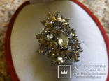 Крупное серебряное кольцо с цитринами натуральными, фото №5