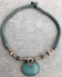 Винтажное ожерелье-чокер с серебром 925 пробы и голубым халцедоном, длина 46 см, фото №2