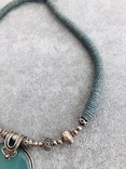 Винтажное ожерелье-чокер с серебром 925 пробы и голубым халцедоном, длина 46 см, фото №4