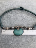 Винтажное ожерелье-чокер с серебром 925 пробы и голубым халцедоном, длина 46 см, фото №8