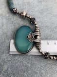 Винтажное ожерелье-чокер с серебром 925 пробы и голубым халцедоном, длина 46 см, фото №9