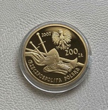 200 злотых 2007 год Польша золото 15,50 грамм 900’, фото №4