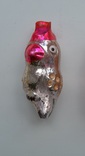 Старая стеклянная новогодняя игрушка на ёлку "Попугай, Птица" №1. Из СССР. Высота 8 см., фото №4