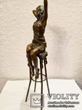 Бронзовая статуэтка "Девушка на стуле"- бронза, латунь., фото №8