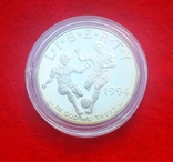 США 1 доллар 1994 Футбол ПРУФ серебро, фото №2