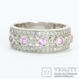Золотое кольцо с розовыми топазами и бриллиантами, фото №3