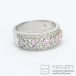 Золотое кольцо с розовыми топазами и бриллиантами, фото №9