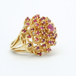 Винтажное крупное золотое кольцо с натуральными рубинами, фото №3