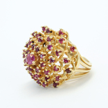 Винтажное крупное золотое кольцо с натуральными рубинами, фото №6