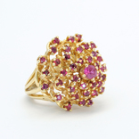 Винтажное крупное золотое кольцо с натуральными рубинами, фото №7