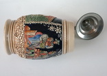Керамическая пивная кружка с оловянной крышкой, Германия, номерная, фото №12