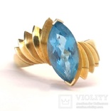 Винтажное золотое кольцо с натуральным топазом, фото №2