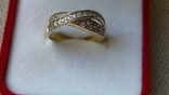 Кольцо золото 585, вставки цирконы., photo number 2