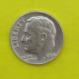 10 центов 1964р.  Срібло., фото №2