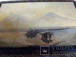 Лаковая шкатулка на тему картины "Ной спускается с горы Арарат", автор Яковенко, фото №5