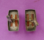Янтарные запонки Советского периода из серебра., фото №11
