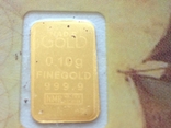 Слиток золота 999.9 0,1 гр. Лот №1, фото №2