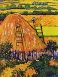 Платок ручная роспись Vincent van Gogh шов роуль шелк hand made, фото №4