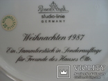 Коллекционная тарелка Rosenthal Weihnachten 1987. Художница Линнеа Рут Брюк., фото №10