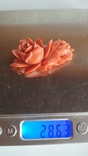 Большой коралловый кабушон, роза 28. 6 грамм, фото №3