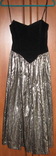 Серебряное платье с черным бархатным лифом, фото №2