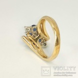 Винтажное золотое кольцо с натуральными сапфирами и бриллиантами, photo number 5