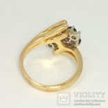 Винтажное золотое кольцо с натуральными сапфирами и бриллиантами, photo number 6