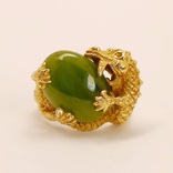 Золотое кольцо "Дракон" с натуральным нефритом, фото №2