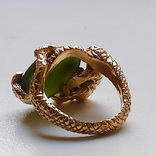 Золотое кольцо "Дракон" с натуральным нефритом, фото №6