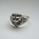 (22,00) Мужское серебряное кольцо - голова льва с камнем, фото №7