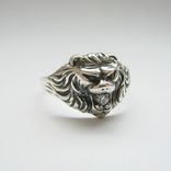 (21,50) Мужское серебряное кольцо - голова льва с камнем, фото №10