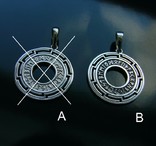(B) Языческий Амулет в форме рунического диска Серебро 925 (Чернение), фото №7