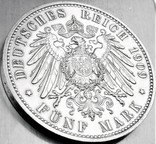 5 марок 1909 року, Саксонія, 500 років університету Лейпцига, срібло, фото №6