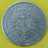 Німецька імперія 5 марок, 1875р. Срібло., фото №3