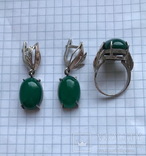 Серебряный комплект. Кольцо и серьги. Серебро 925 пр. Золото 375 пр. 15,50 гр. 18,5 р., фото №4