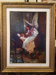 Картина Ангел у детской кроватки холст масло рама дерево 91,5*71 см, фото №3