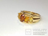 Винтажное золотое кольцо с цитринами, photo number 3