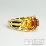 Винтажное золотое кольцо с цитринами, photo number 4